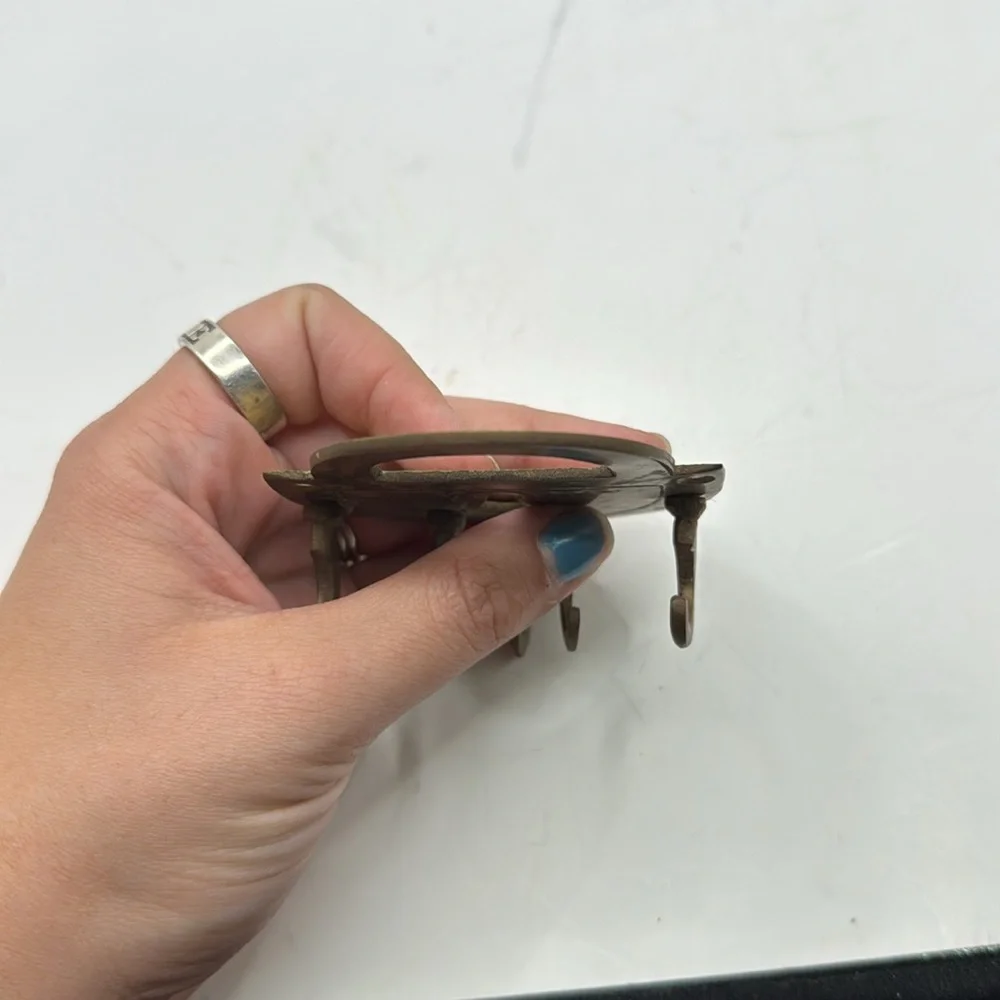 Vintage Gold Tone Brass Lock Key Holder Wall Decor Collectible